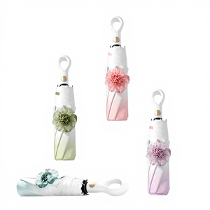 Parapluie solaire pour homme en caoutchouc noir à double usage, protection UV, ouverture et fermeture automatiques, à trois plis, à motif floral dégradé - Product Image 1