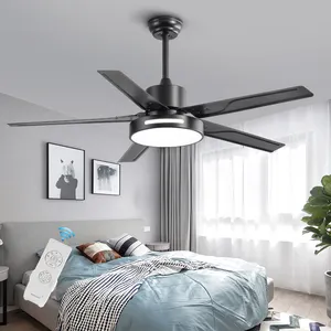 Neonlap Wholesale Metal 5 Blades Dimming LED Ceiling Fans Dining Room 42inch 52inch Ceiling Fan Light Remote Control