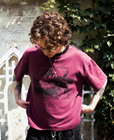 T-shirt Homme Personnalisé Vintage Délavé Effet Usé Col Contrastant Imprimé Graphique Déchiré Coupe Courte et Ample