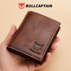 กระเป๋าสตางค์หนังแท้ BULLCAPTAIN ป้องกัน RFID ดีไซน์หรูหรา คลาสสิก พกพาสะดวก ทรงบาง แนวตั้ง สำหรับผู้ชาย - Product Image 4