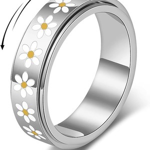 2026 Fashion Wedding Anxiety Relief Daisy <b>Ring</b> Rotatable 18K Gold-Plated Multi-Directional Stress-Relief <b>Ring</b> for Women - Product Image 2