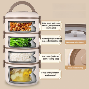 Récipient alimentaire étanche à 3 couches avec logo personnalisé Boîte <span class=keywords><strong>thermos</strong></span> à <span class=keywords><strong>lunch</strong></span> <span class=keywords><strong>thermos</strong></span> en acier inoxydable 304 pour le bureau et l'école - Product Image 5