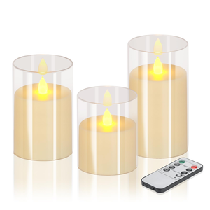 Velas de Parafina en Vaso de Vidrio, Velas LED sin Llama, Velas LED con Efecto de Parpadeo, sin Humo, en Oferta para Decoración del Hogar y Artículos para Fiestas - Product Image 1