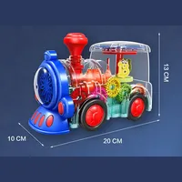Train musical amusant à rotation 360 degrés, bleu et rouge, avec lumières clignotantes, jouet en plastique pour enfants, fonctionne à piles