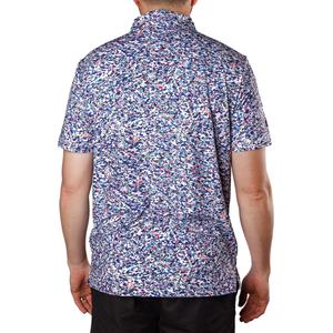 Polo de golf rétro pour homme à manches courtes, sans col, en polyester, à deux boutons, motif pique, style football - Product Image 6