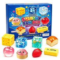 Lot de 4 jouets anti-stress souples jaunes en forme de boulettes de beurre et de fromage, à rebond lent, en boîte