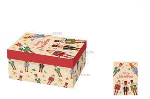 En stock : 3 boîtes de Noël emboîtables rigides en carton gris, imprimées camion rouge et sapin de Noël, emballage cadeau de fêtes - Product Image 2