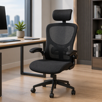 Chaise de bureau ergonomique moderne en maille avec appui-tête réglable, rotation à 360 degrés, dossier croisé et soutien multifonctionnel
