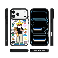 Coque de téléphone AG Feeling Black Edge avec motif de pain vieilli doré pour iPhone 17, 17 Pro Max, 16 Pro, 15, 15 Pro Max, coque magnétique