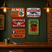 Papan Logam Vintage Bermotif Oli Motor, Dekorasi Dinding Industrial Rustic, Plakat Cetak Retro