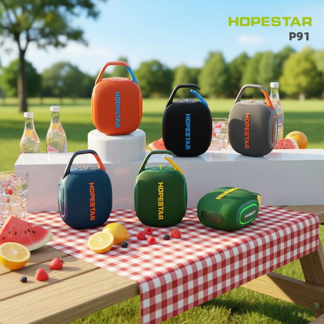 HOPESTAR P91 Mini Speaker Wireless Sports Subwoofer Classic Design Portable Outdoor Waterproof Speaker RGB LED Lighting CLIP4