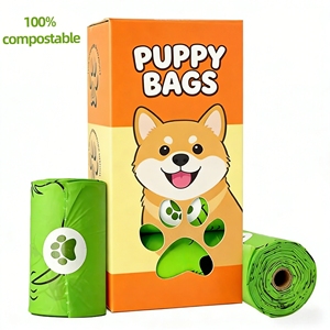 Custom <b>Compostable</b> Cornstarch+PLA+PBAT T-Shirt Dog Poop <b>Bags</b> with Vest Handles Biodegradable Flexo Printing & Custom Color - Product Image 1