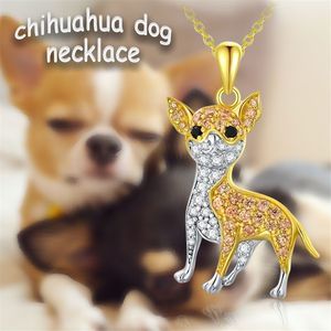 Livraison rapide - <span class=keywords><strong>Collier</strong></span> pendentif <span class=keywords><strong>Chihuahua</strong></span> en or simple et mignon avec incrustation de strass, accessoires de bijoux polyvalents à la mode pour femmes - Product Image 2