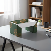Boîte de présentation en papier géométrique vert or, emballage en papier personnalisé imprimé, support pour boîte à bento