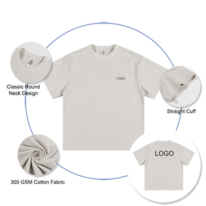 Camisetas a granel de algodón de peso pesado 305GSM, logotipo de serigrafía bordado personalizado a la venta, camisetas de algodón con <span class=keywords><strong>envío</strong></span> directo - Product Image 2