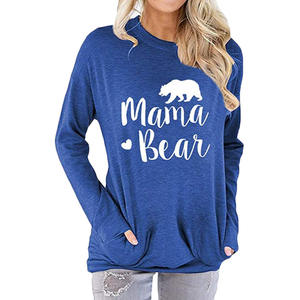 Nuovo stile personalizzato da <span class=keywords><strong>donna</strong></span> taglie forti in cotone a maniche lunghe oversize tascabile da strada felpa Tee top magliette Casual tuniche - Product Image 6