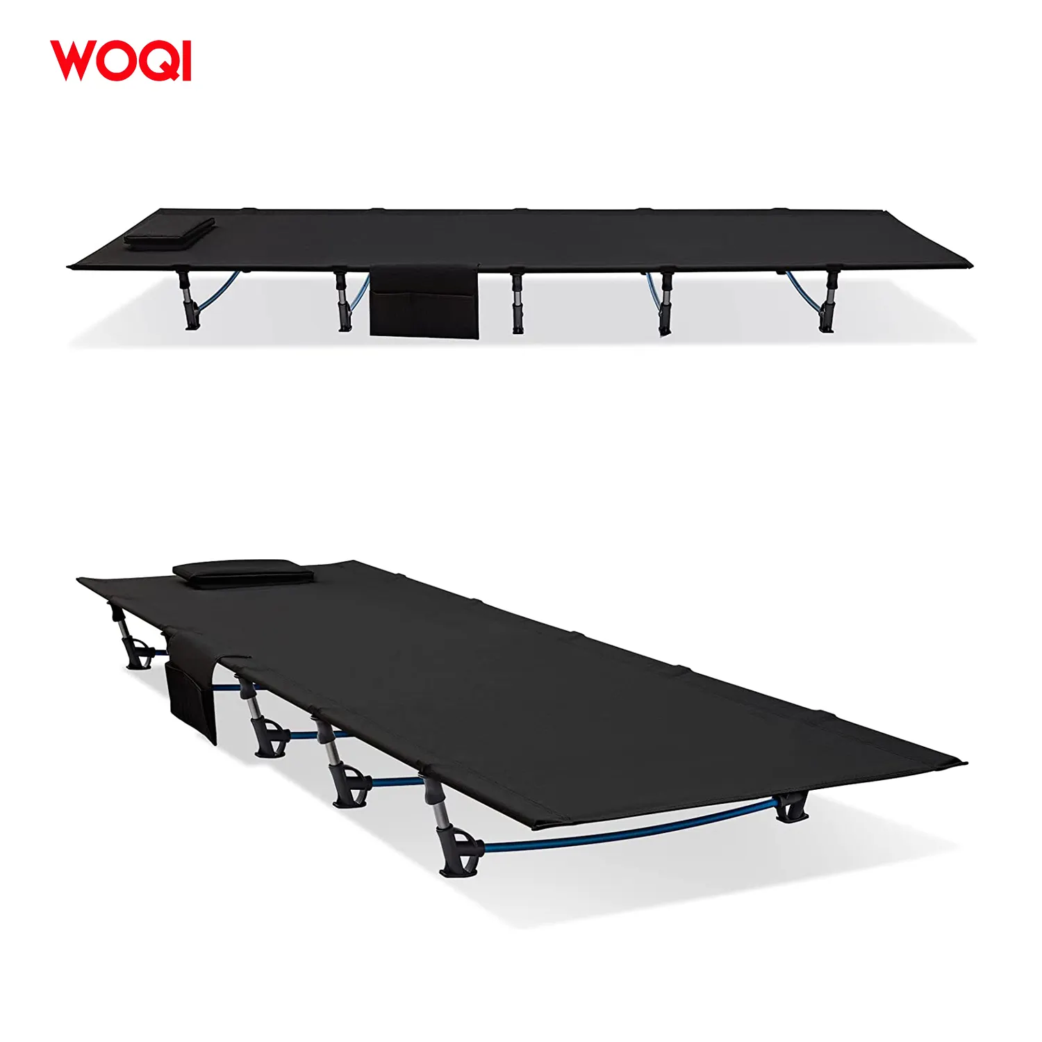 WOQI Aluminum Frame Folding Cot Camping Folding Bed Foldable Bed Outdoor Camping Sleeping Bed