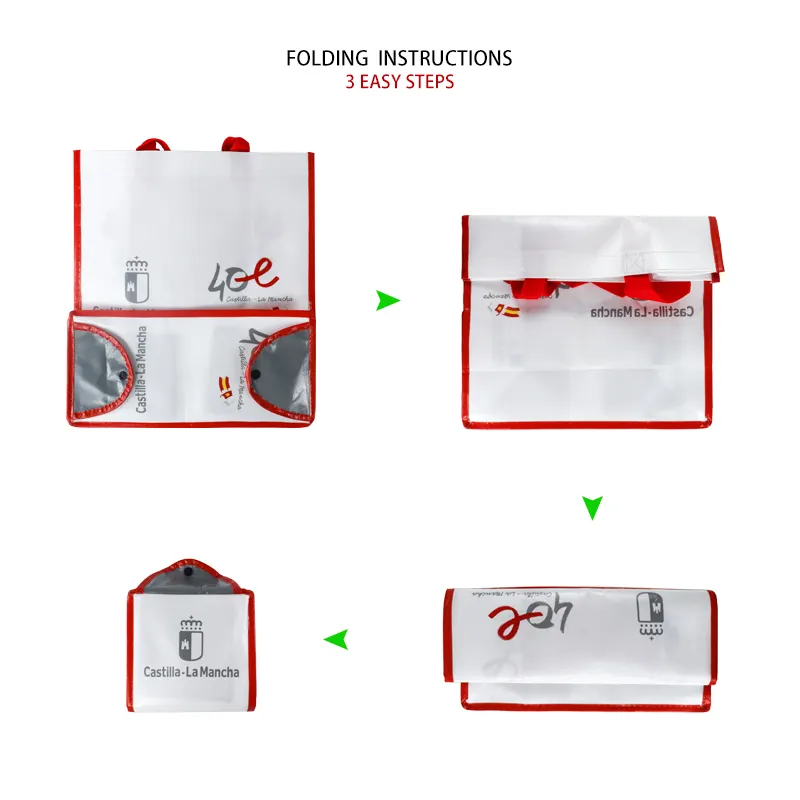Оптовая продажа от китайского производителя, ламинированные складные нетканые пакеты с логотипом для упаковки с веревочной ручкой