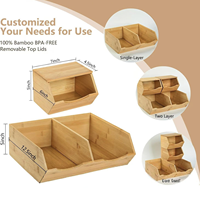 Paniers de rangement en bambou avec couvercle, empilables, paniers de rangement pour fruits et légumes, support de rangement pour collations sur le comptoir de la cuisine