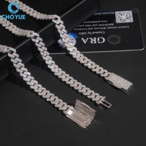 Factory Direct Men's Rhodium Plated 925 Silver Moissanite Link <b>Chain</b> <b>Necklace</b> Hiphop Style GRA Certified Everyday Wear Jewelry - Product Image 2