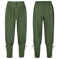Pantalones Casuales de Secado Rápido con Tiras Largas en el Tobillo para Hombre, Estilo Medieval Pirata, para Verano