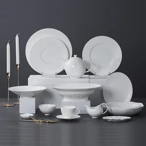 Juegos de platos de porcelana blanca PITO Horeca, venta al por mayor, vajilla de cerámica, cena de porcelana, cena de lujo