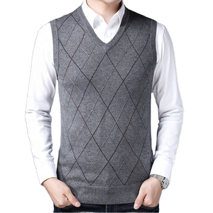 Haute qualité classique Jacquard Argyle <span class=keywords><strong>pull</strong></span> pour adolescents garçons hommes col en V sans manches <span class=keywords><strong>pull</strong></span> chandails hiver grande taille printemps nouveau - Product Image 1