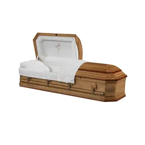 Solid oak casket different design normal size with screw matte finish natural oak caskets