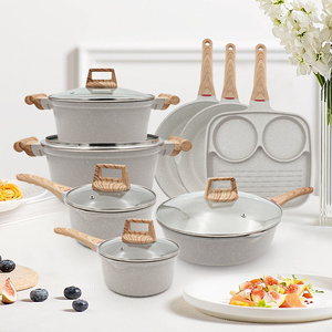 SANLANG Vente en gros de casseroles antiadhésives, ensembles de batterie de cuisine à induction, casseroles en aluminium moulé sous pression avec poignée à contrôle de température - Product Image 4