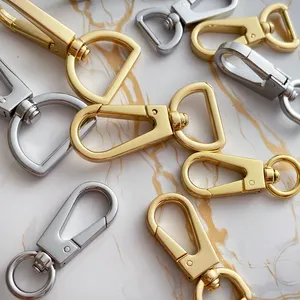 Popular Bag Making Hardware Kit Luggage Accessories Real Gold Plated Alloy Hook Clasp D Ring Swivel Snap Hook