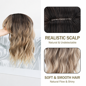 Extensiones de Cabello con Clip Efecto Ondas de Agua, <span class=keywords><strong>Postizo</strong></span> de Color Degradado para Cubrir Canas - Product Image 3