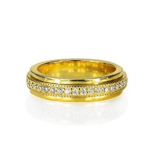 Anillo de Oro Amarillo Q688 con Diamante Corte Brillante Redondo, Color G Natural, Anillo de Boda Unisex, Joyería - Product Image 5