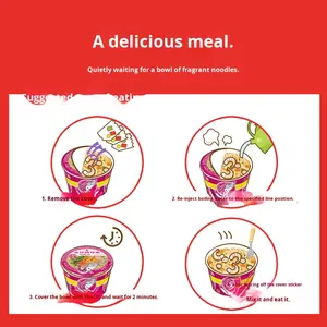 Nouilles instantanées frites Wan Zai en gobelets 340g 8 saveurs Prêtes à manger Collations de fin de soirée Boîte entière - Product Image 5