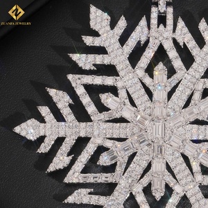 925 <b>Silver</b> Iced Out Jewelry Snowflake Pendant 925 <b>Silver</b> VVS Moissanite Baguette Cut Rhodium Plated Unisex Luxury <b>Charm</b> - Product Image 2