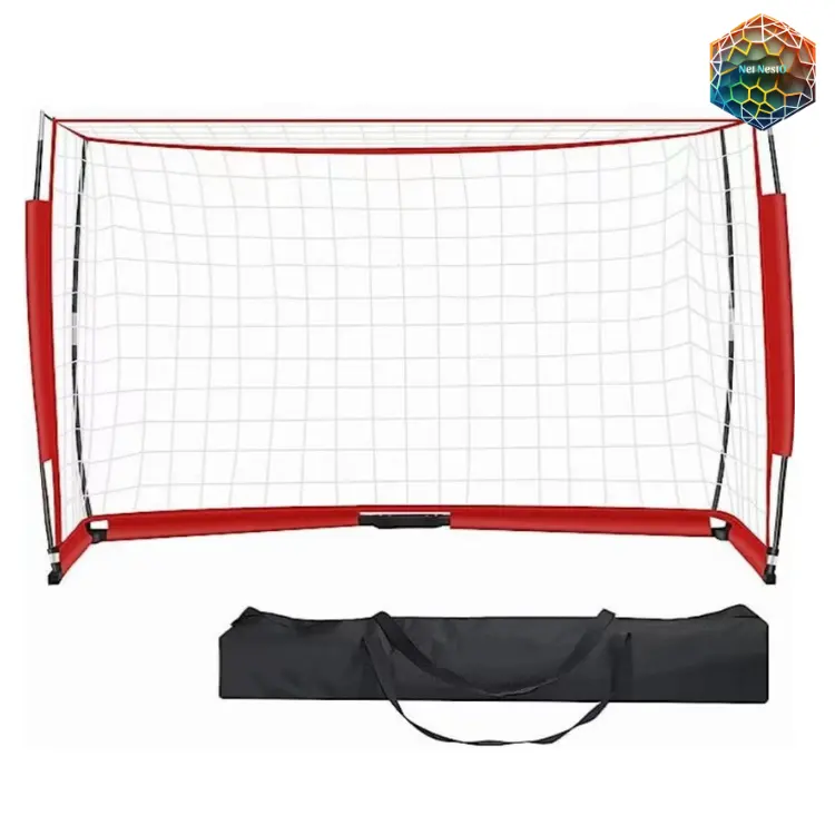 Portería de fútbol, Red de estilo arco portátil y paquete de bolsa de transporte de pelota grande | Configuración rápida Ultra portátil | Portería de fútbol enmarcada de tamaño completo |