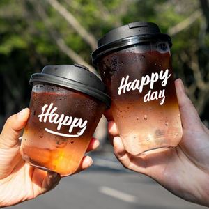 แก้วพลาสติก PET รูปตัวยู ขนาด 8 10 12 16 20 22 ออนซ์ สำหรับชานม กาแฟ ชานมไข่มุก พร้อมฝาและหลอด สกรีนโลโก้ได้ - Product Image 1