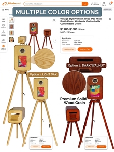 Nouvelle conception de photomaton de mariage rétro en bois double face avec support d'<span class=keywords><strong>imprimante</strong></span> compatible iPad, prix de gros portable - Product Image 3