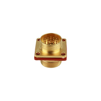 Conector de Montaje en Panel Longli IP54 Impermeable Serie PC, Carcasa de Aluminio Mini-Circular, Brida de Latón Plateado, M5 M8 M16 M19