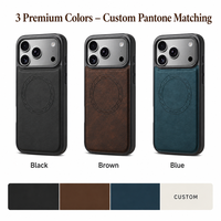 Étui de téléphone magnétique effet cuir PU N52 avec recharge sans fil, coque noire mate en TPU et cadre PC pour la vente en gros