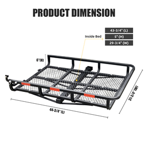 Porte-bagages arrière universel en acier de 500 lb avec rampe de chargement et panier à bagages pliable pour SUV et camion, compatible avec récepteur de 2 pouces - Product Image 5