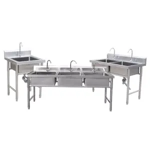 201/304 kitchen stainless steel sink three-trough sink domestic washing vegetables and dishes kitchen sink