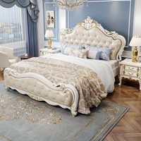 Meubles de luxe de style européen, lit blanc king size, lit king size avec tiroirs, lit king size moderne et élégant