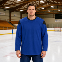 Seragam Hoki Es Tim Dewasa Custom LOGO OEM ODM Grosir, Jersey Latihan Hoki Es Polyester dengan Cetak Heat-Transfer