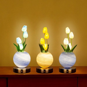 Lámpara de mesa recargable <span class=keywords><strong>USB</strong></span> portátil, atenuación <span class=keywords><strong>LED</strong></span>, transmisión de colores de ensueño, pantalla de tambor moderna, para escritorio, cabecera, vacaciones, Navidad - Product Image 1