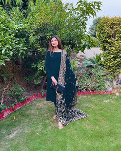 Style indien pakistanais lourd pur viscose velours longues Anarkali robes Dupatta ensemble femmes filles vêtements ethniques prix de gros - Product Image 5