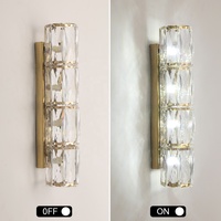 Applique murale LED moderne en cristal avec cadre en acier inoxydable, éclairage de chambre à coucher, CRI 90 élevé, design linéaire décoratif contemporain