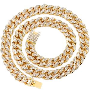 Joyería de diamantes de imitación de aleación de Zinc, hebilla de diseño cubano para caminar al aire libre, <span class=keywords><strong>Collar</strong></span> de cadena de Metal para perros grandes de 7 a 30 pulgadas - Product Image 2