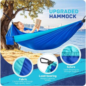Premium leggero amaca da campeggio portatile pieghevole paracadute in Nylon altalena con due cinghie per albero singolo o doppio viaggio OEM - Product Image 3