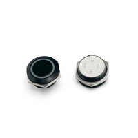 Interruptor de Botón Pulsador Electrónico de Acero Inoxidable con Anillo LED Iluminado Momentáneo, Ultrafino, 12/16/19/22mm, 12V/24V IP65/IP67 220V