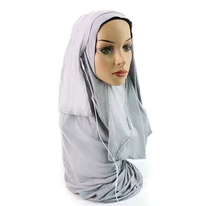 2021 kunden spezifische Mode Instant-Baumwoll-Trikot Hijab einfach zu tragen Kopfhörer Schal Schals Premium dehnbarer Trikot-Schal